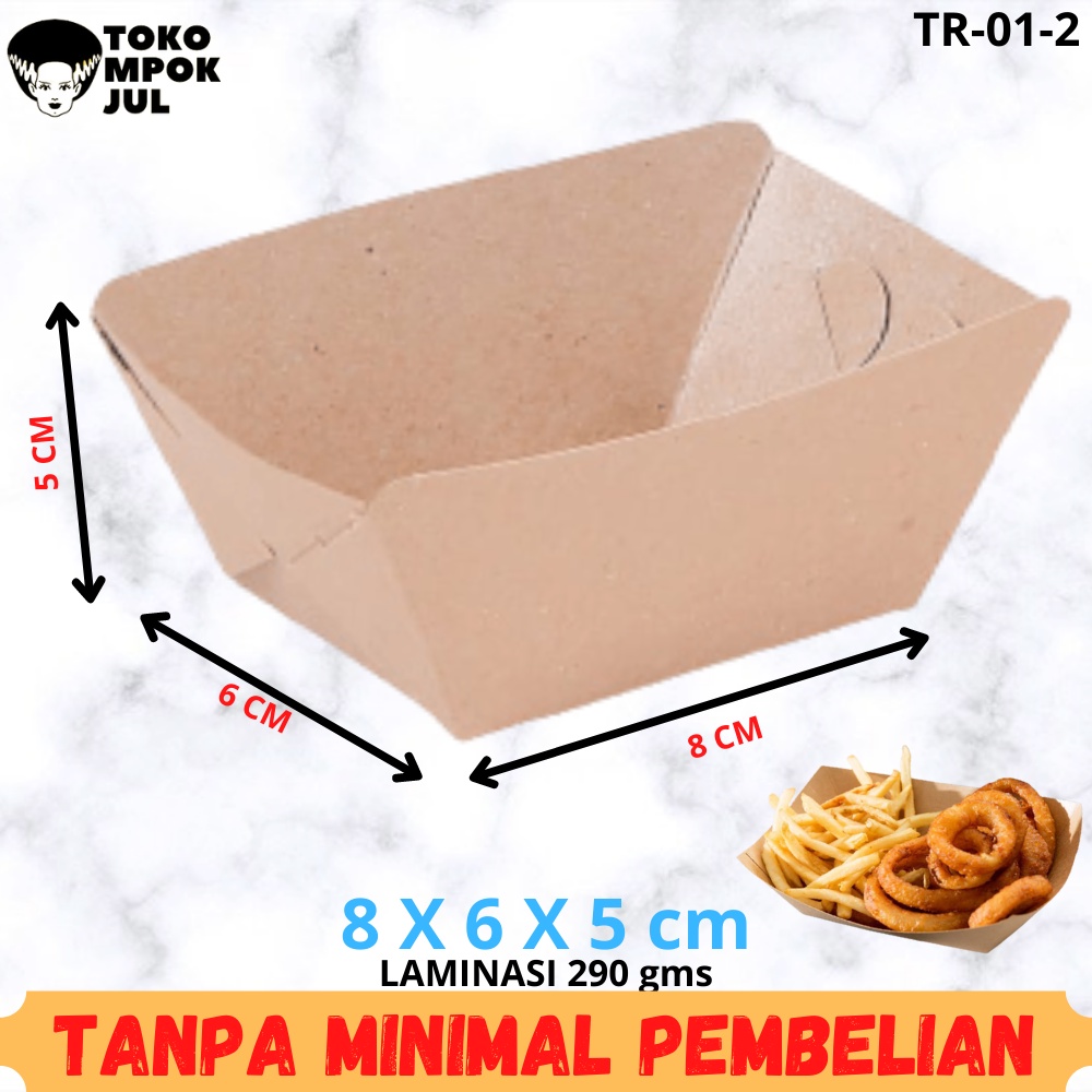 

TANPA MINIMUM - Kotak Box Dus Food Tray Kentang Nugget Onion Ring Roti 8x6x5 cm Laminasi