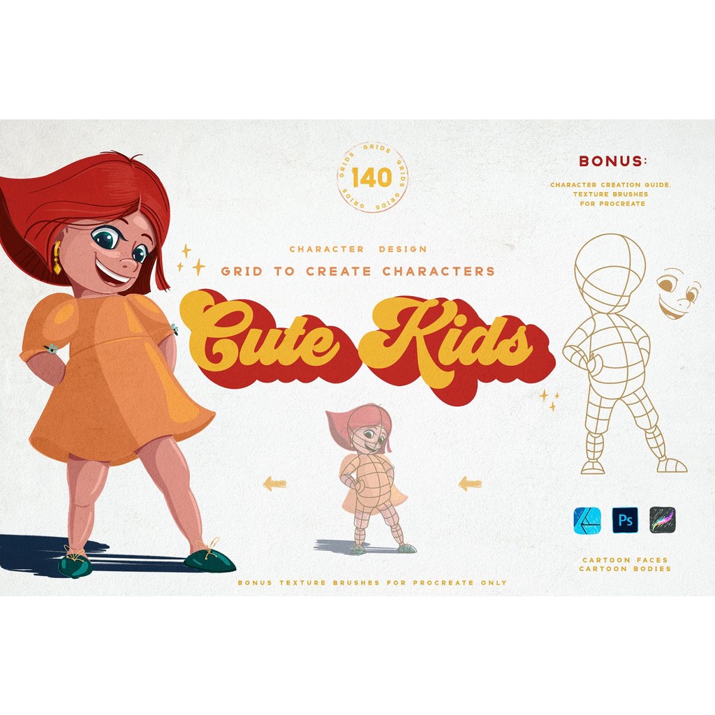 Procreate Brush - Cute Kids Grids for Procreate