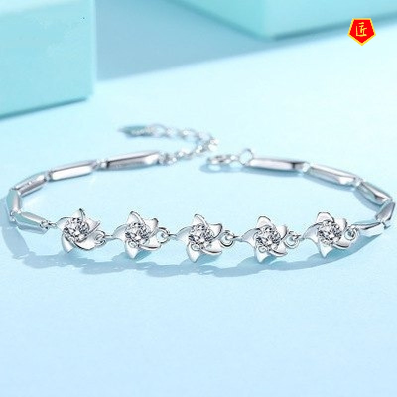 [Ready Stock]Silver Windmill Bracelet for Women Simple and Sweet