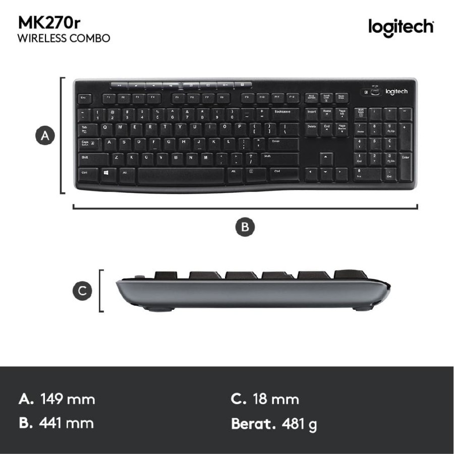 LOGITECH WIRELESS COMBO KEYBOARD MOUSE MK270 MK 270