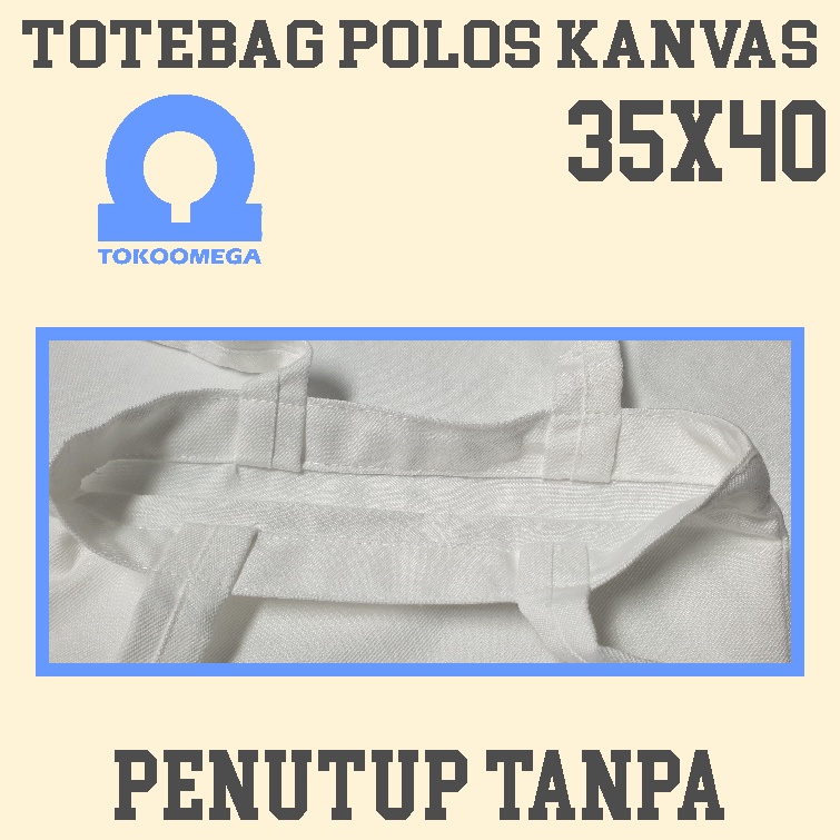 tokoomega Tote Bag Polos Kanvas Putih Premium 35x40