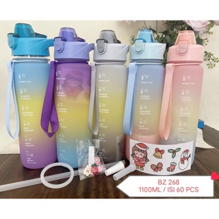 Botol Minuman 1 Liter Penanda Waktu Botol Minum Reminder Botol Motivasi BPA Free PREMIUM OLAHRAGA [SS]