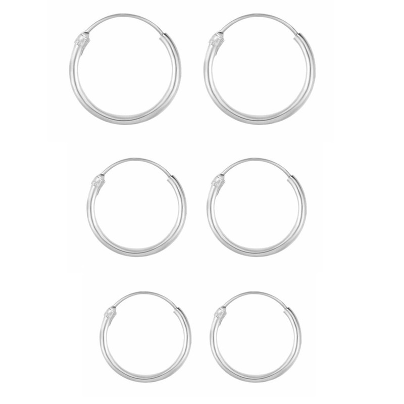 We Flower 3 Pairs/Set s925 Silver Unisex Punk Small Hoop Earrings Women Men Fashion Ear Jewelry