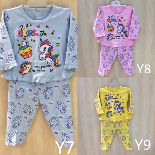 PIYAMA anak pjamas 1 2 3 tahun cupcake unicorn Ruffle  / setelan BAJU TIDUR BAYI DAN ANAK-ANAK cewek