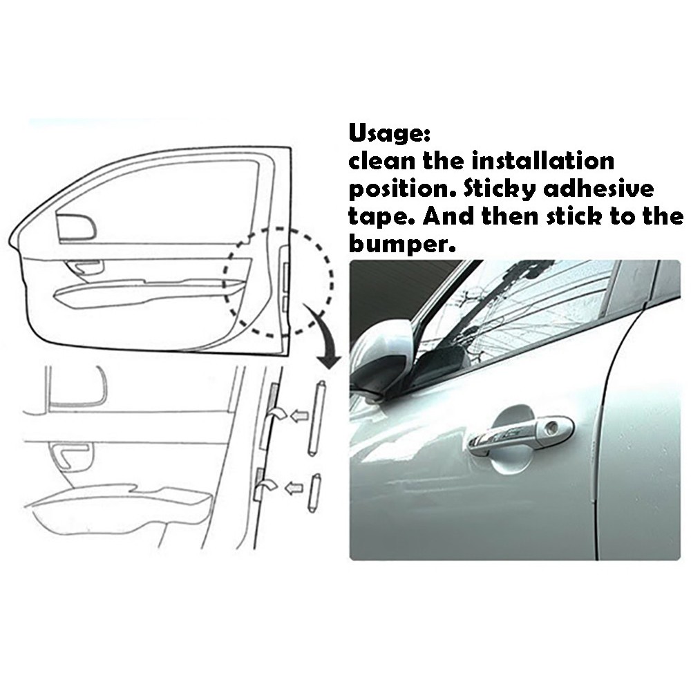 Bumper Pelindung Pintu Mobil 8 pcs - Black