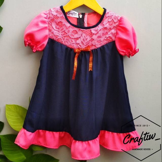 Baju main anak umur 2 tahun - navy pink