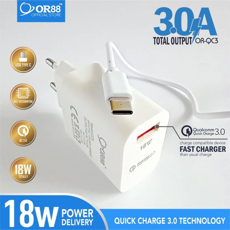 OR-QC3 CHARGER OR88 ORIGINAL FAST CHARGER TYPE IOS