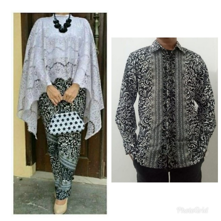 SB Collection Couple Stelan Kebaya Safira Brukat Jumbo Rok Lilit Dan Kemeja Batik Pria