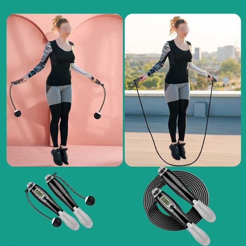 Tali Skipping Ropeless Weighted Ball Cordless Count LCD / Tali Skipping Skiping Digital Jump Rope Olahraga Dewasa Hitung Hitungan Berat Pvc / Lompat Tali Skipping Dewasa Anak Olahraga Cowok Tinggi Panjang / Tali Loncat Loncatan Olahraga Gym Alat Fitnes