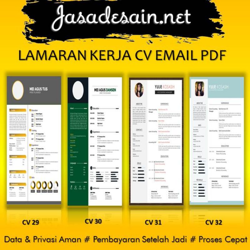 RESUME LAMARAN KERJA CV EMAIL PDF TIPE 8