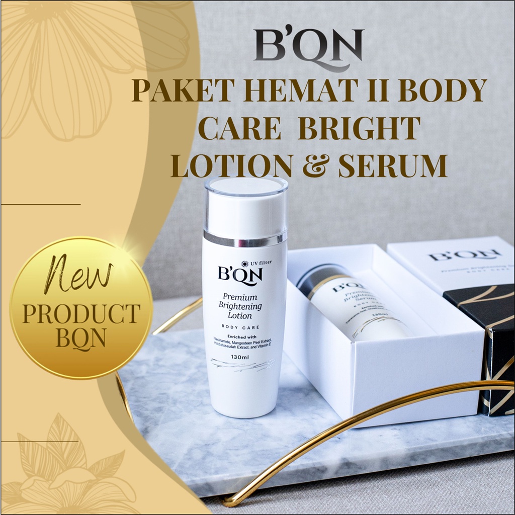 PAKET HEMAT 2 BODY CARE BQN BRIGHT LOTION & SERUM PEMUTIH  PELEMBAB KULIT WANGI SENSASIONAL UNTUK PR