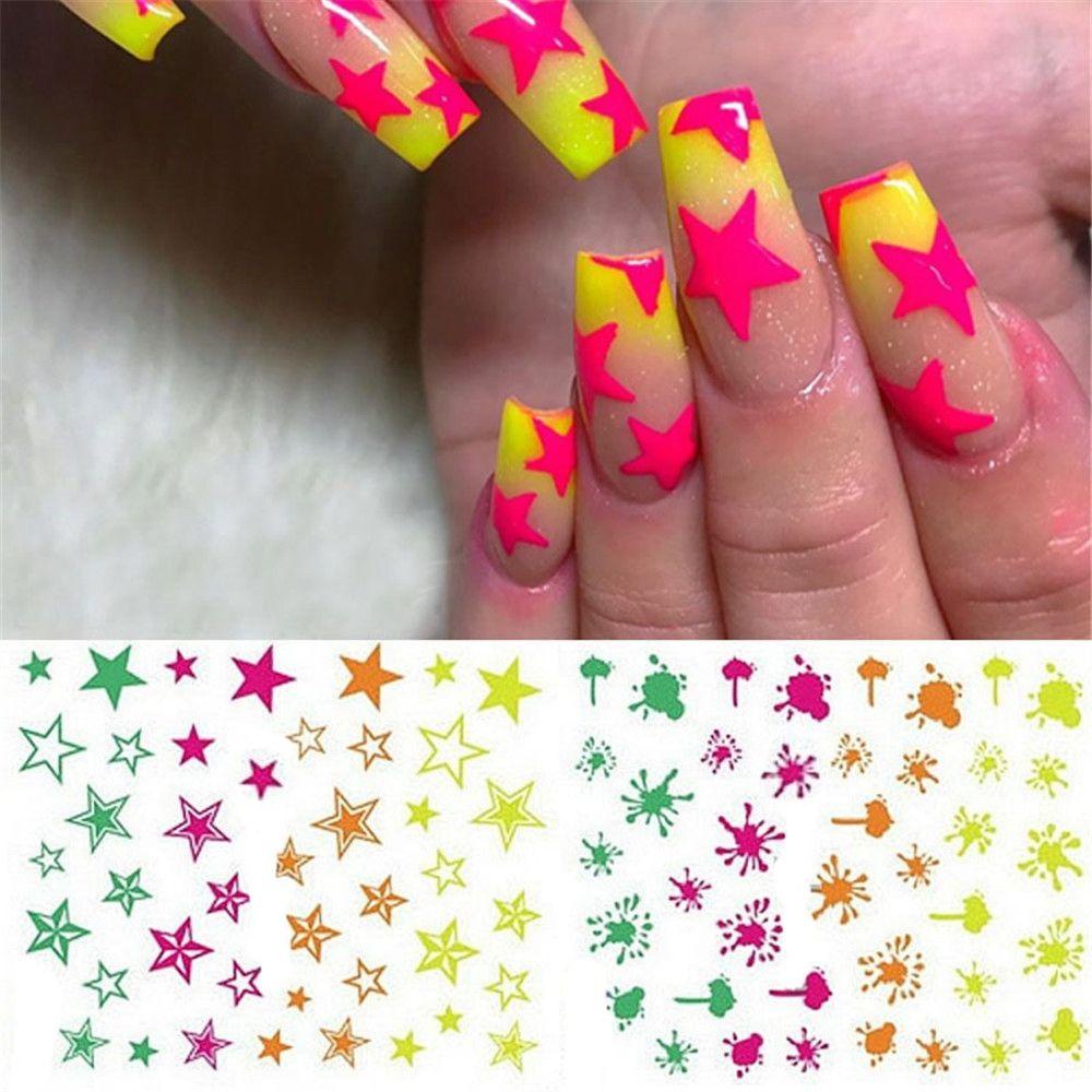 Preva Halloween Stiker Kuku Kecantikan Glow In Dark Manicure Luminous Nail Decal