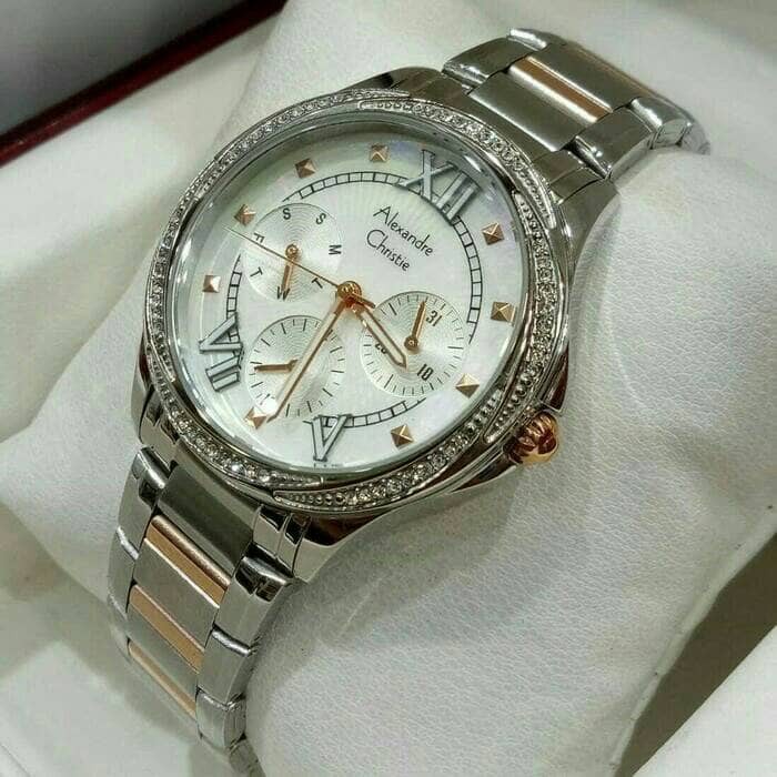ALEXANDRE CHRISTIE WATCH AC 2643 WANITA SILVER COMBI ORIGINAL