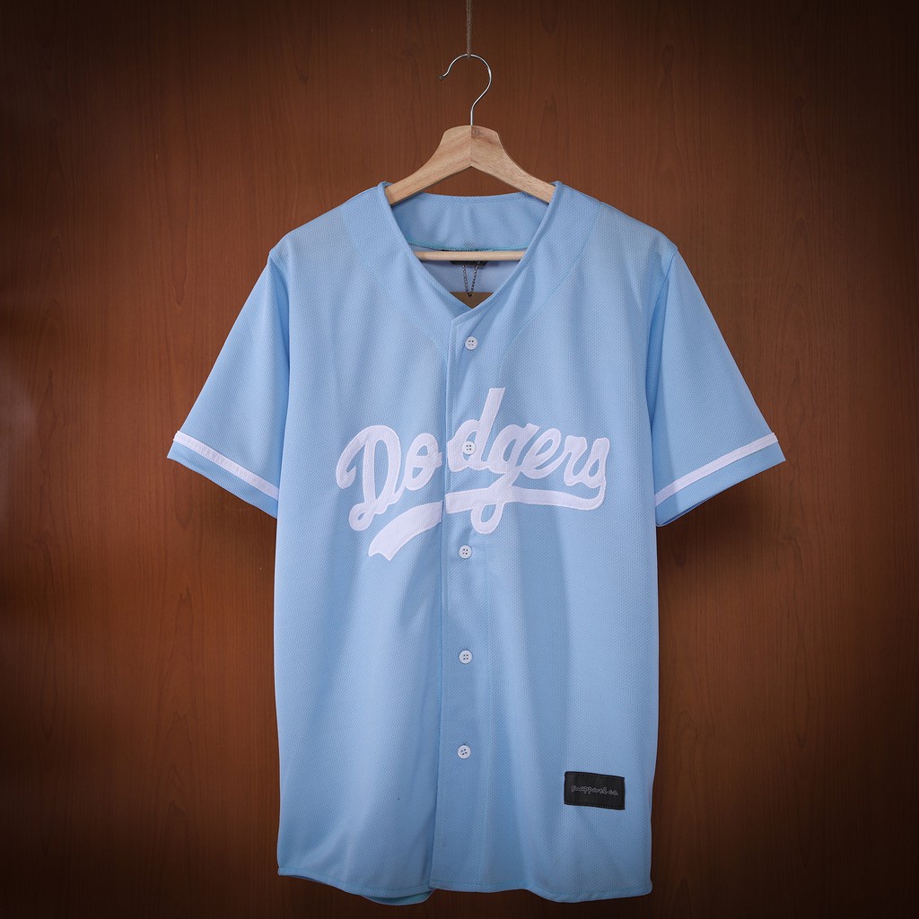 Jersey baseball dodgers baby blue pria & wanita original