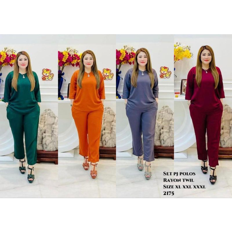 2175 Set Rayon Twill Polos Panjang / One Set Viral Kekinian / Setelan Celana Twill