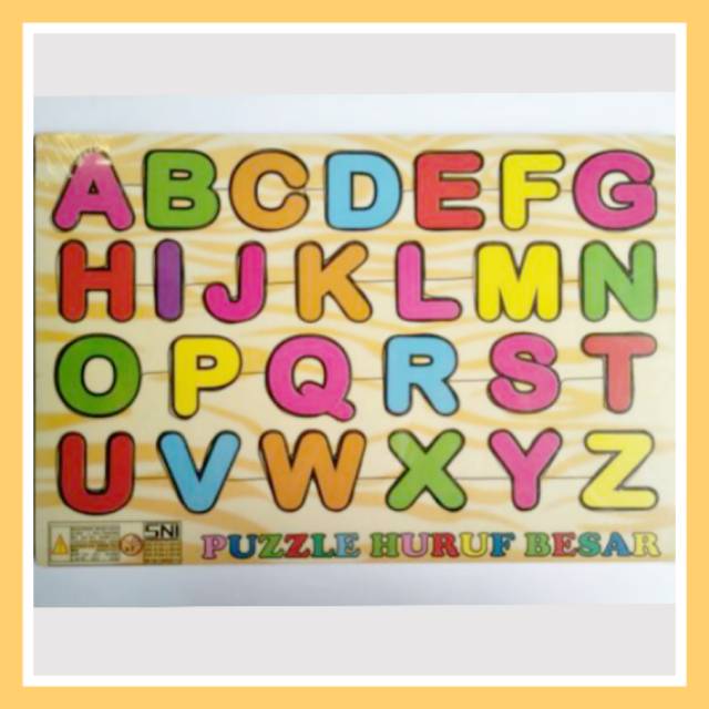 Mainan Edukasi Anak Puzzle Kayu Huruf Besar 26 Abjad ‌SNI
