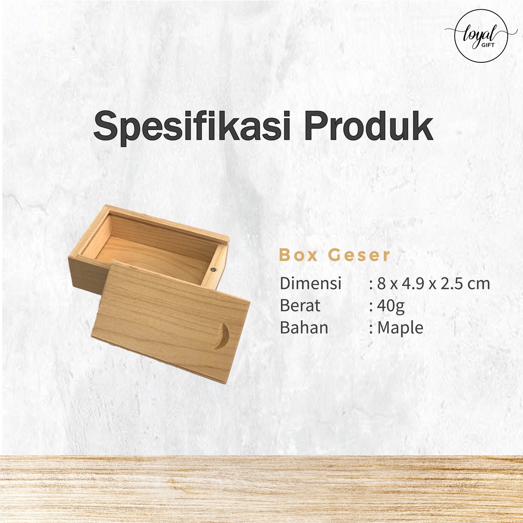 Kotak Kayu (Box Geser) untuk Flashdisk (USB)