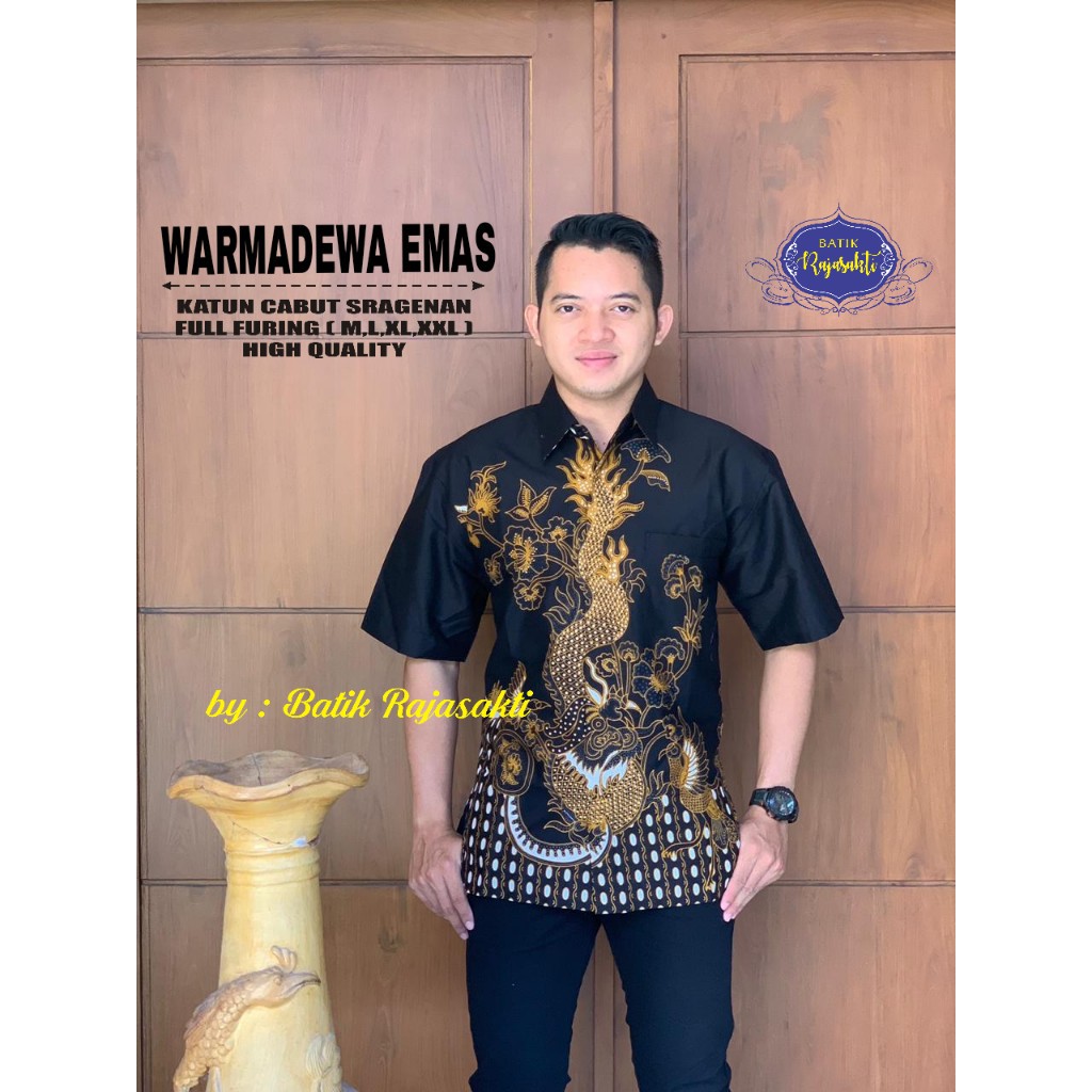 WARMADEWA EMAS RAJASAKTI KEMEJA BATIK SOLO PRIA LENGAN PENDEK LAPIS FURING ATASAN BATIK PREMIUM MODERN KATUN HALUS BAHUWIRYA  BANAMITRA BANAMITRA PUTIH BANGSAWAN BAYU PUTRA BERLIAN BIRU BHARATAYUDA BIMASENA BIRENDRA BIRU INDAH BRAHMAKERTA BRAHMAKERTA