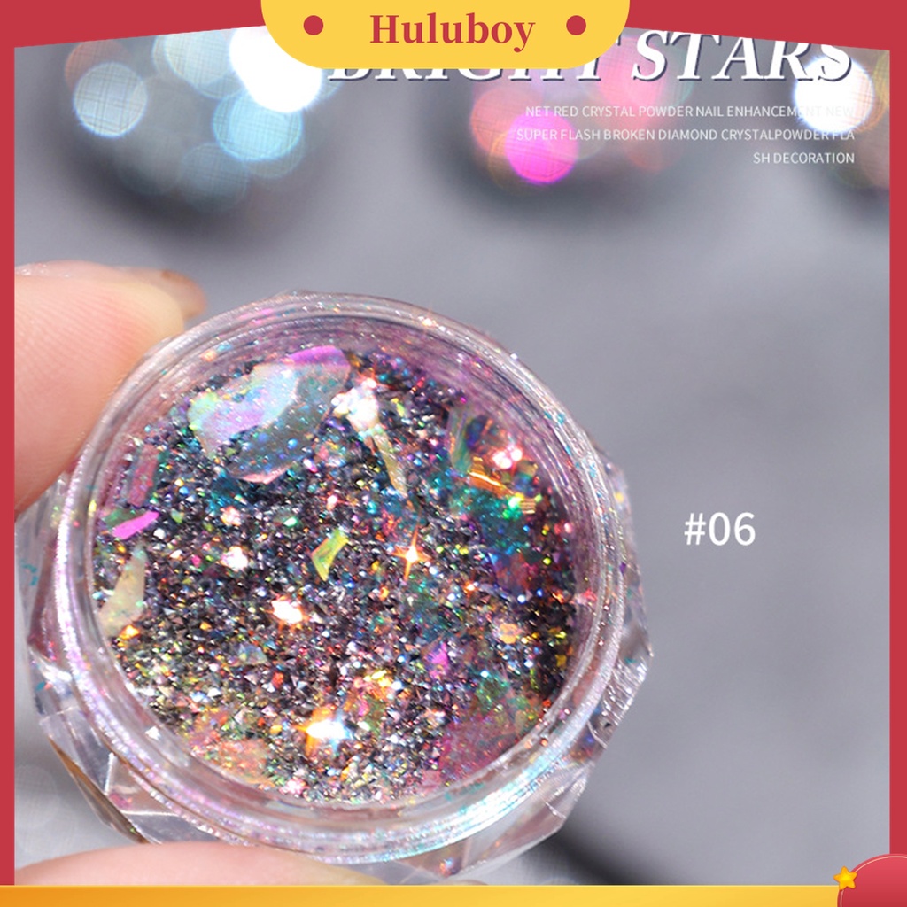 Huluboy Huluboy♡ Bubuk Glitter Reflektif Ekstrak Alami Saturation Tinggi Untuk Manicure