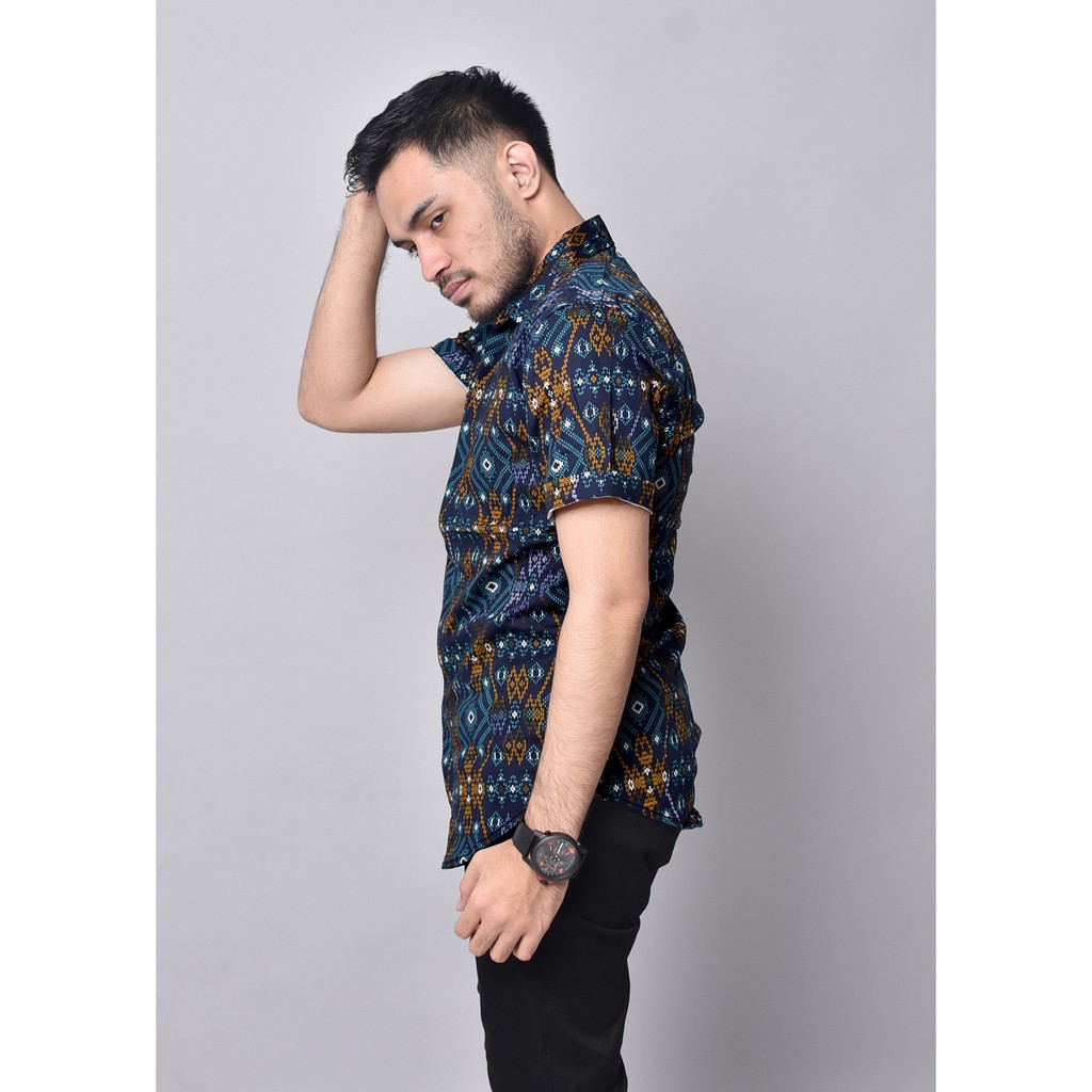 Babedo Kemeja Batik Pria Slim Fit Motif Snow Premium Lengan Pendek