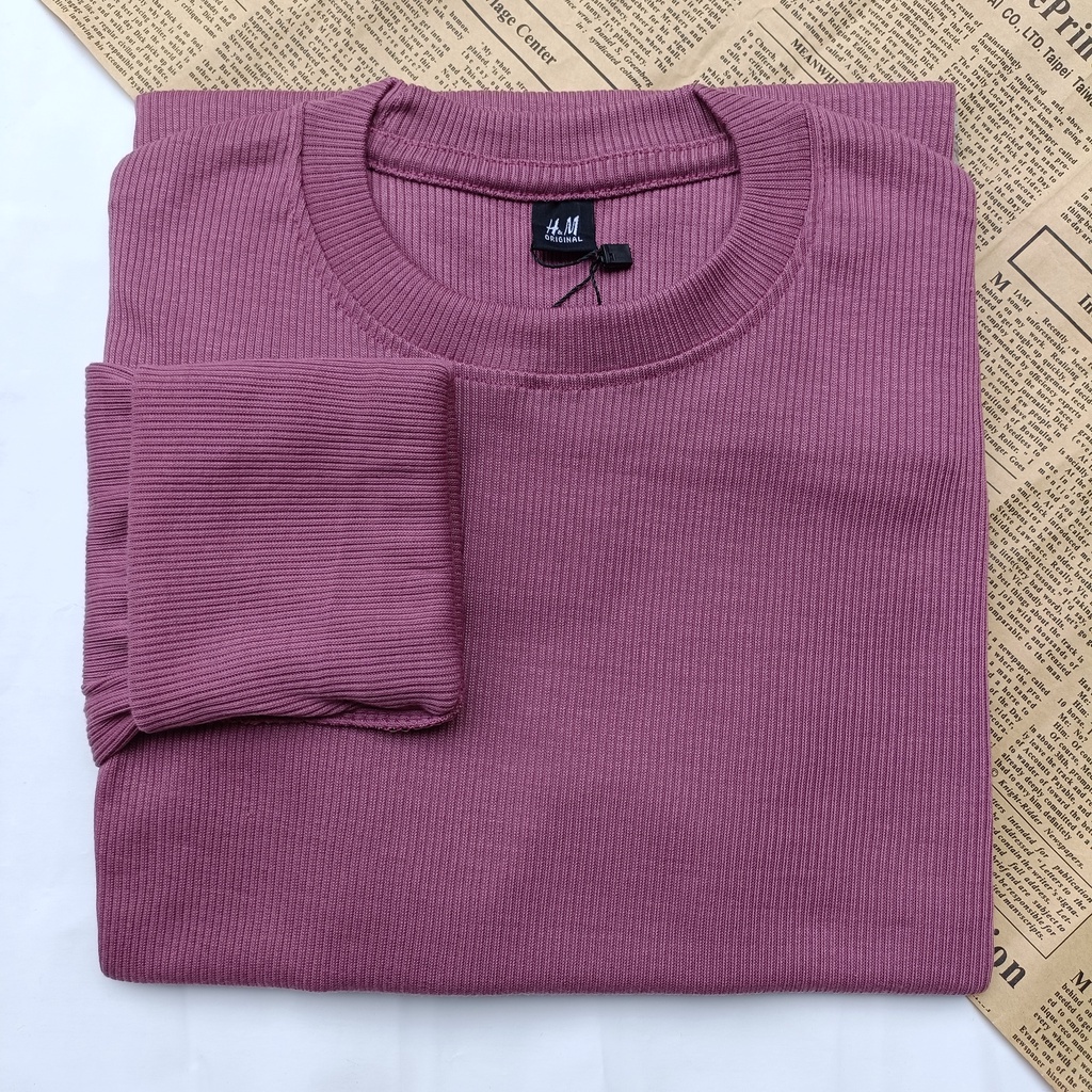 PART II Kaos Rib Premium / Kaos Grosir / Kaos Rib Premium Tebal / Kaos Lengan Panjang Termurah-Dusty Pinkk