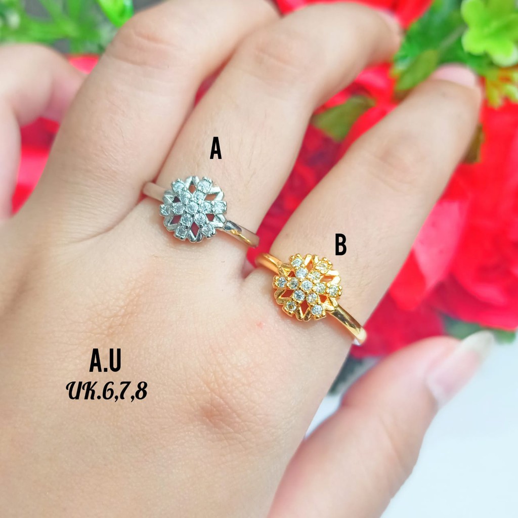 Cincin TITANIUM Kasual Wanita Dewasa Xp motif bunga gugur semi, tidak karat COD