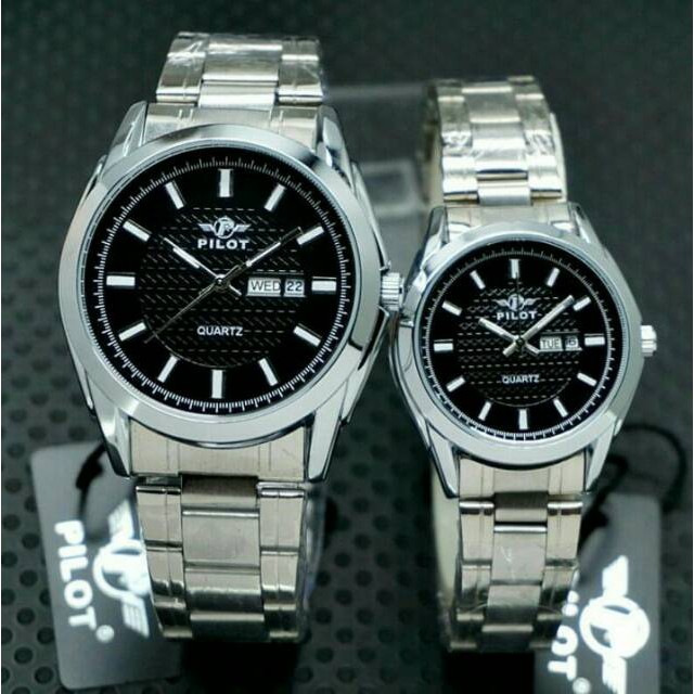 Jam Tangan Couple Original Pilot Balok Rantai