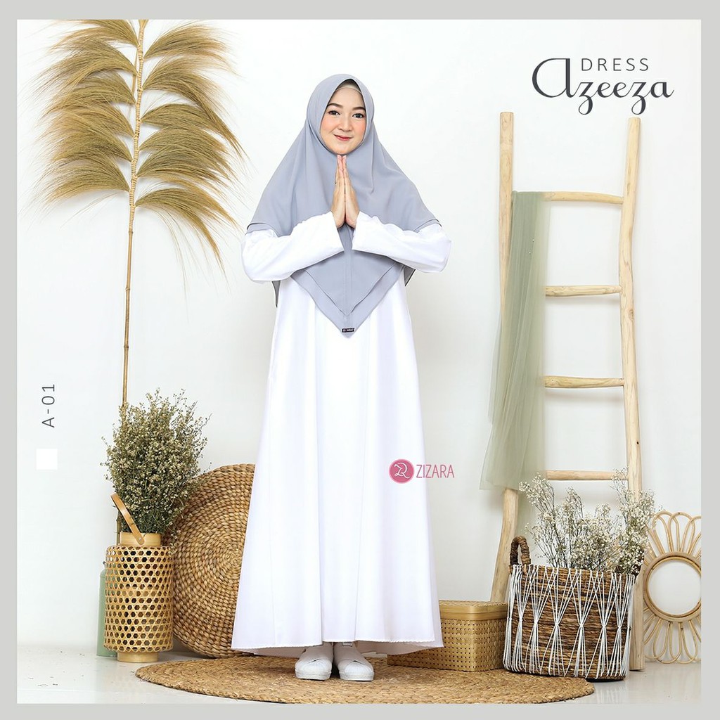 AZEEZA DRESS HITAM DAN PUTIH || Gamis Umroh Series Original by ZIZARA