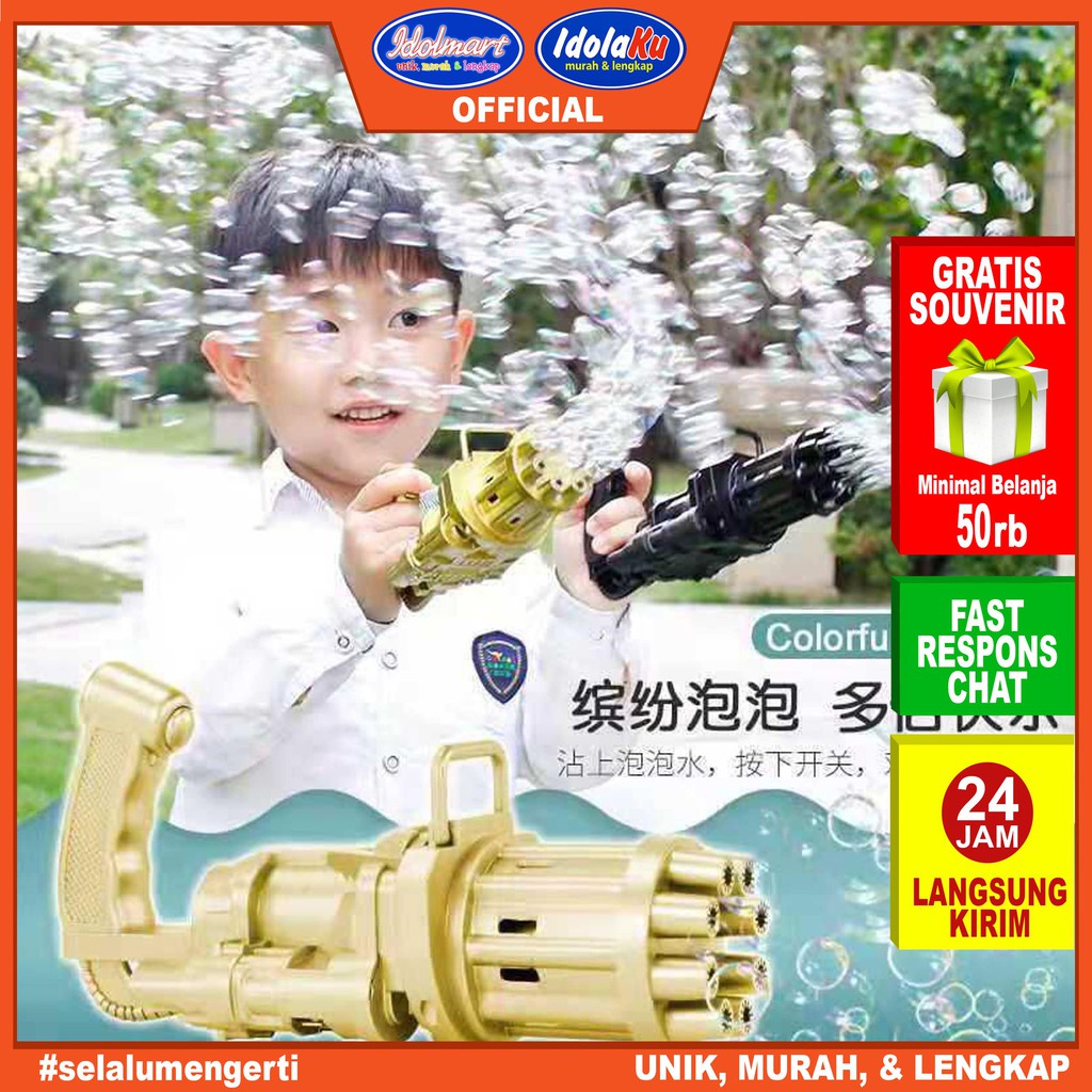 IDOLAKU Mainan Anak Bubble Gun Tembakan Bubble Cam Machine Electrik MAINAN OUTDOOR