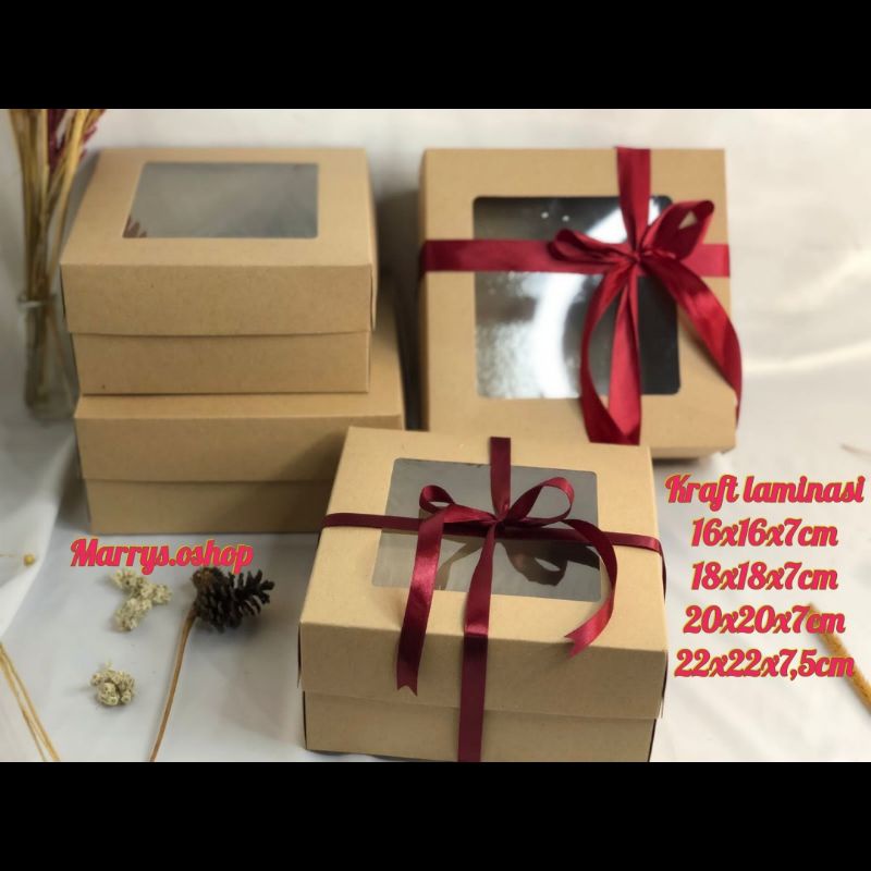

Box Kraft window laminasi kotak kue dus makanan coklat roti