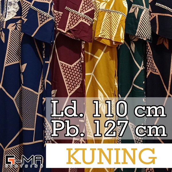 DASTER ARAB ZAHIRA LENGAN 3/4 | RESLETING DEPAN BUSUI | RAYON SANTUNG-Kuning 1