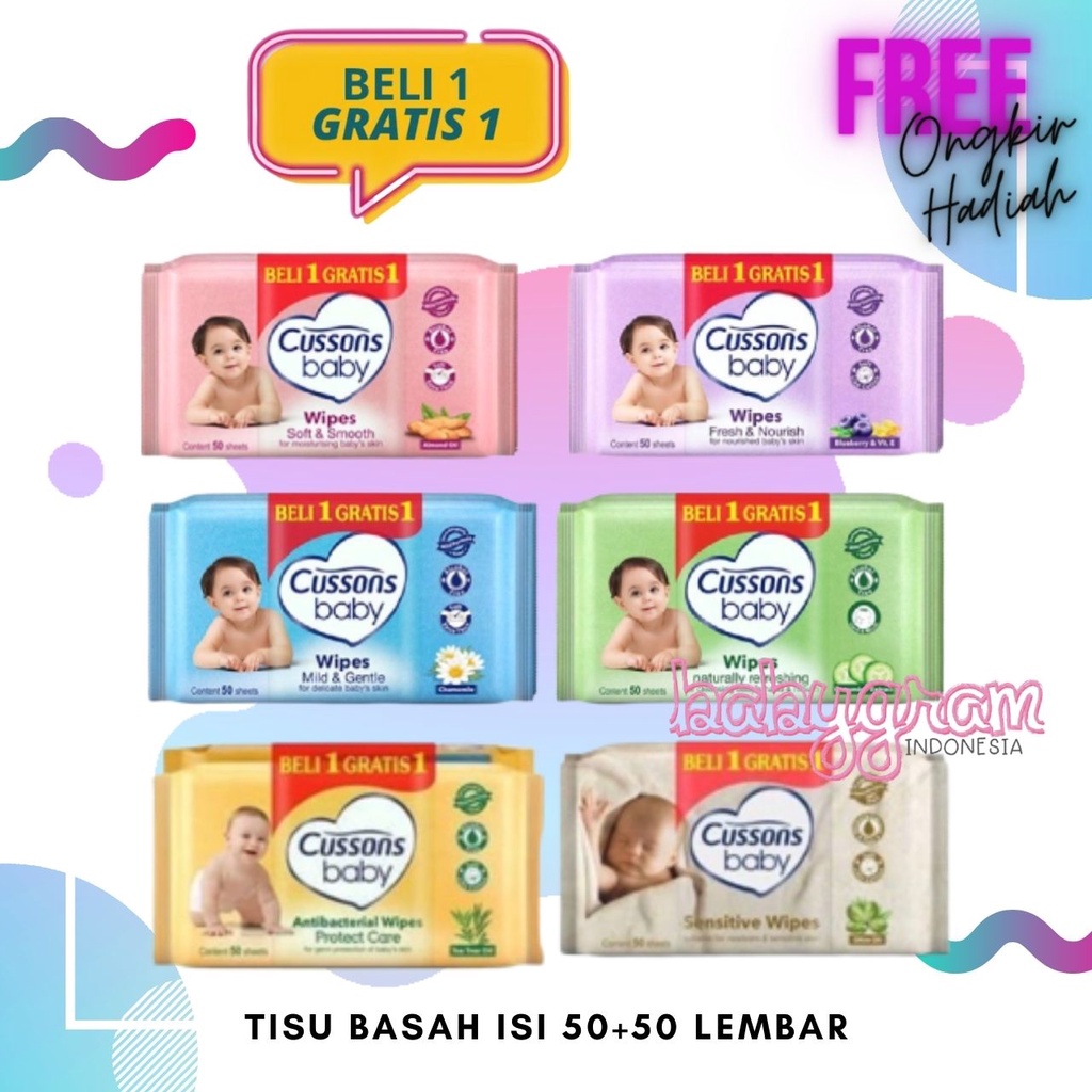 Tisu Basah Cussons Baby Wipes 50s dan 45s Beli 1 Gratis 1 / Promo Tissue Tisu Basah Cusson Baby Wipes Tisu Basah Mitu Baby No Alcohol No Fragfrance Tisu Basah 50 50 lembar