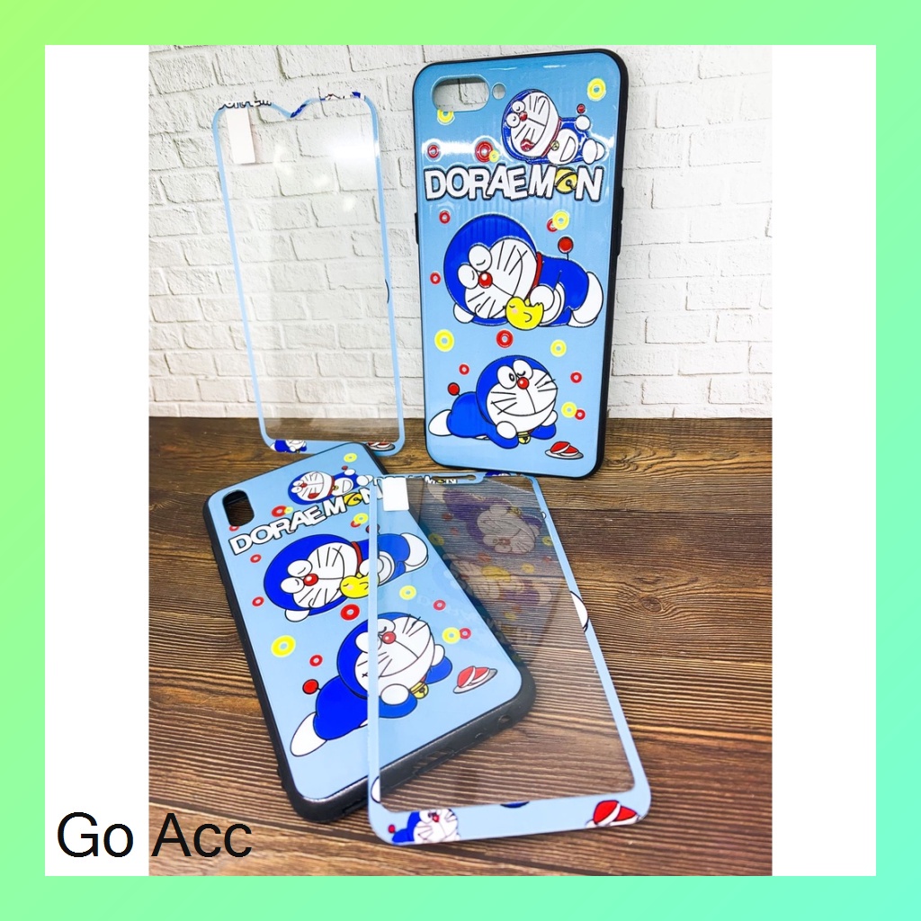 Softcase Tempered Glass karakter Oppo A1k, Realme C2,A31,A33,A53,A37 Neo 9,A3s,C1,A52 A72 A92,V5,A5s,A7,A12,A11k,Realme 2 Pro,U1,U2,7i,C17,C12,C15,Samsung J2 Prime,Vivo Y11 Y12 Y15 Y17 Y20 Y20s Y12s Y30 Y50 Y91 Y91C Y93 Y95 Xiaomi Redmi 8A 9A 9C HCTG 12