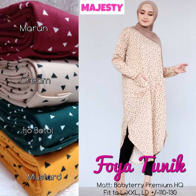 Foya tunik import kekinian motif ld 110-130 bigisize jumbo outfit kuliah kerja fashion hijab
