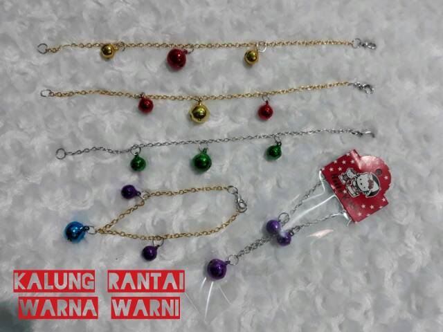 Kalung rantai kucing bell warna warni 16mm