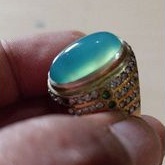 batu bacan Doko majiko bluishgreen giwang ring perak