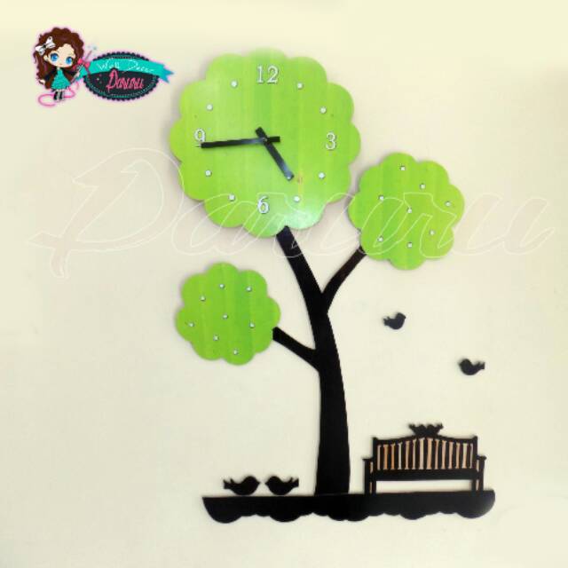 Jam dinding unik lucu - DIY wall clock tree