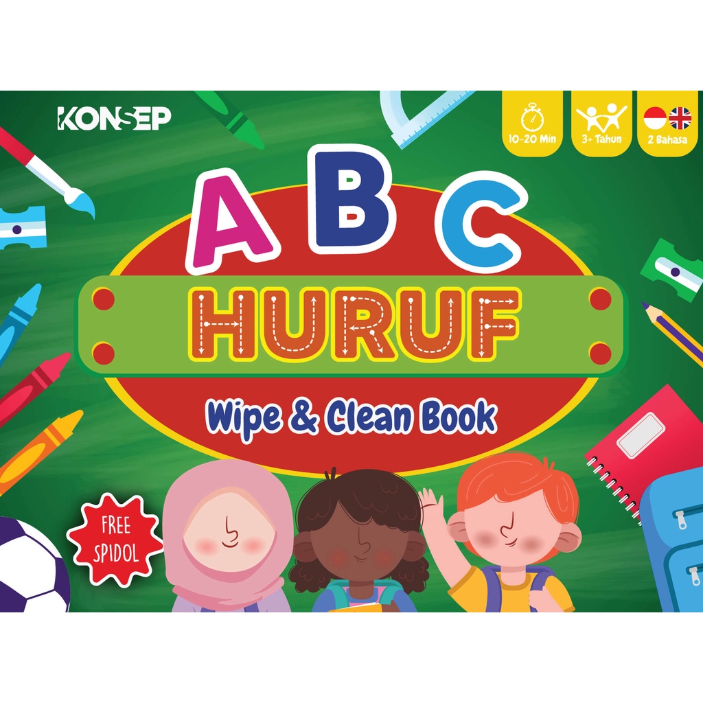 Activity Book Wipe And Clean - Seri ABC Huruf - Konsep Studio - Buku Edukasi Anak Belajar Menulis Untuk PAUD dan TK