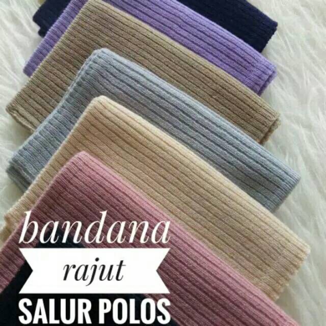 Bandana rajut salur premium polos anisa bandana annisa terbaru