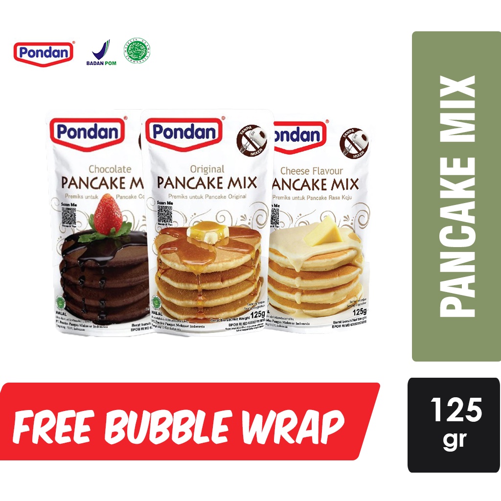 

Pondan Pancake Original / Keju / Coklat Tepung Premiks [Pouch 125gr]