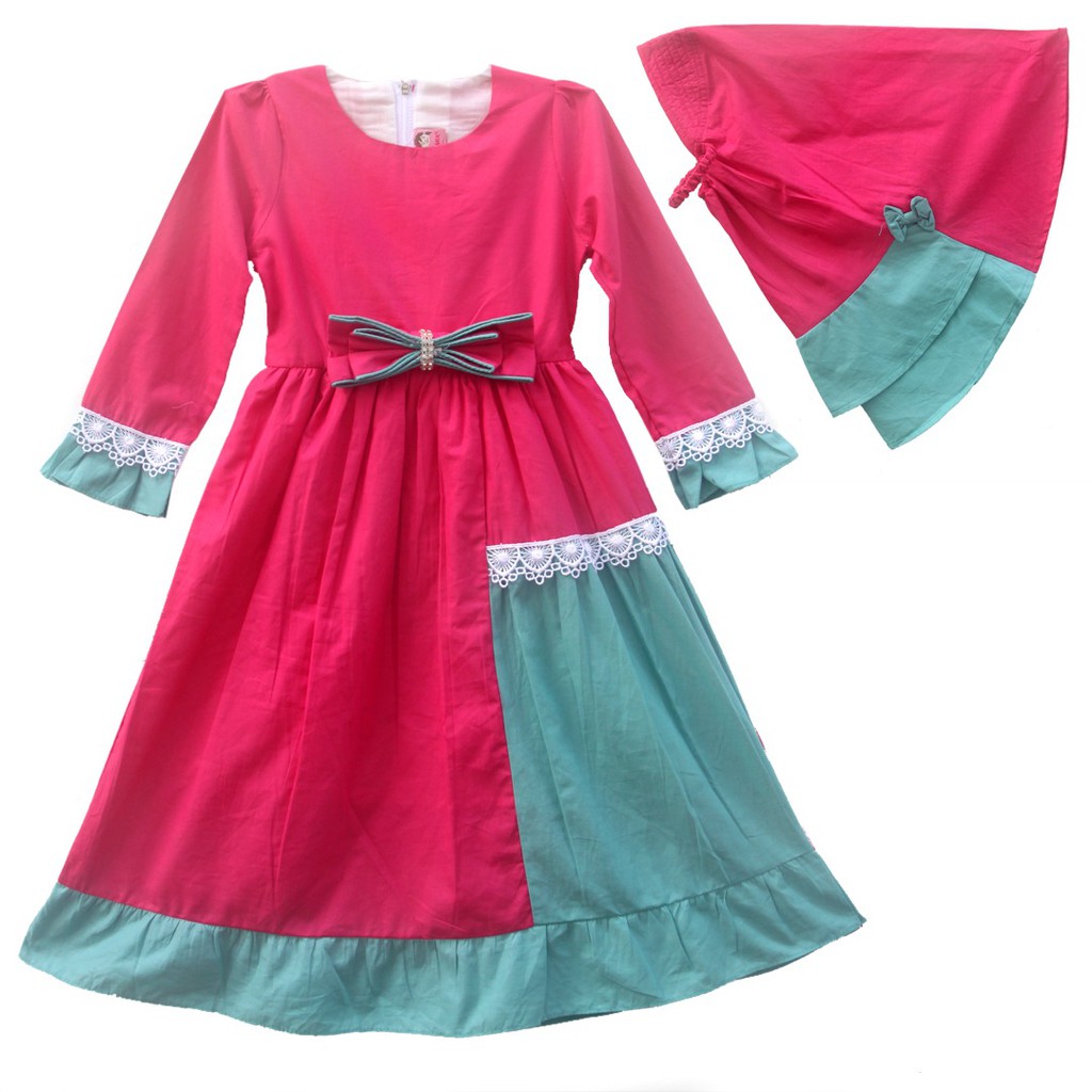 Two mix Baju muslim anak perempuan- gamis anak perempuan- Pakaian Anak Muslim - Dress Muslim 2999