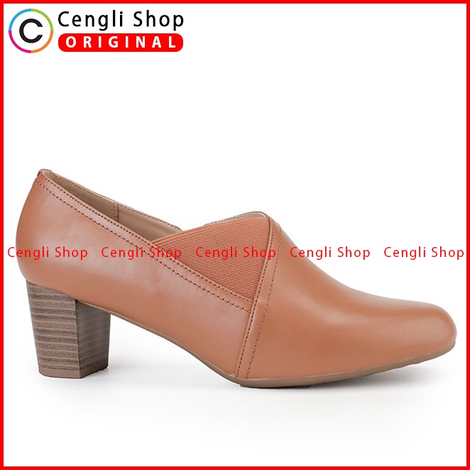 SEPATU HEEL KULIT OBERMAIN HEELS WANITA ORIGINAL BRANDED COKLAT OW18