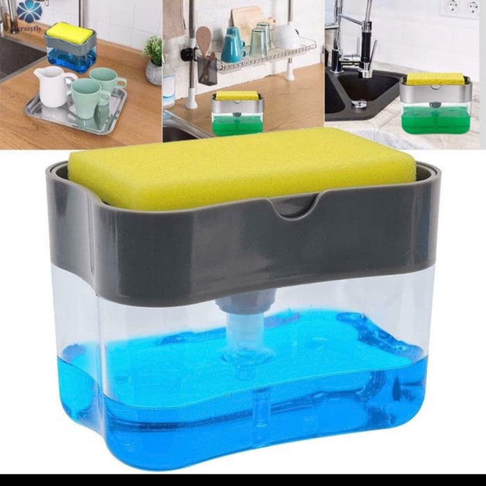 Dispenser Tempat Sabun Cuci Piring - Soap Pump &amp; Sponge Caddy