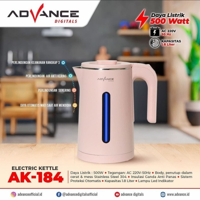 Advance AK-184 Electric Kettle 1,8 Liter Teko Listrik AK184