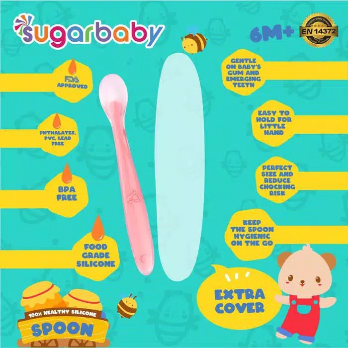 Sugarbaby Healthy Silicone Spoon With Cover (SILSPOONCOV)