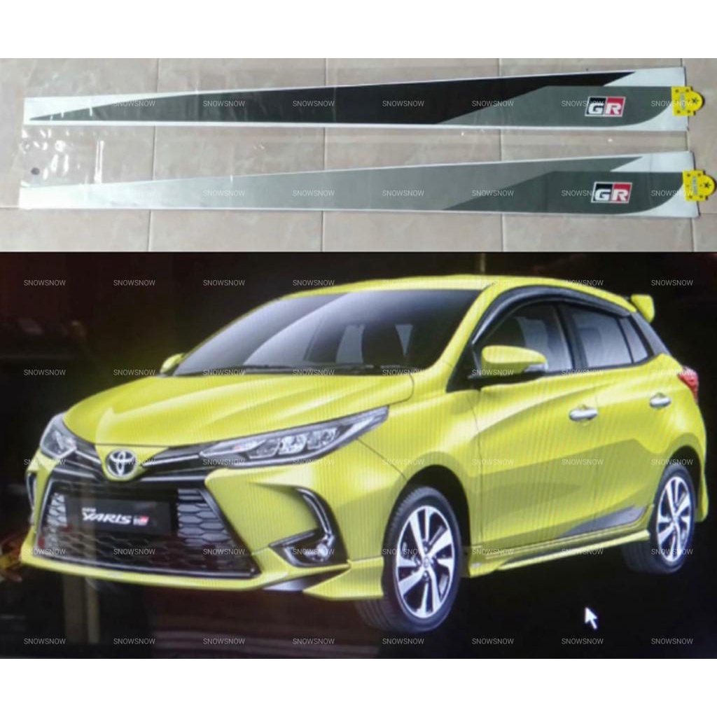 Stiker Body Samping Mobil Universal New Yaris 2018 2020 2022 GR SPORT Silver Hitam