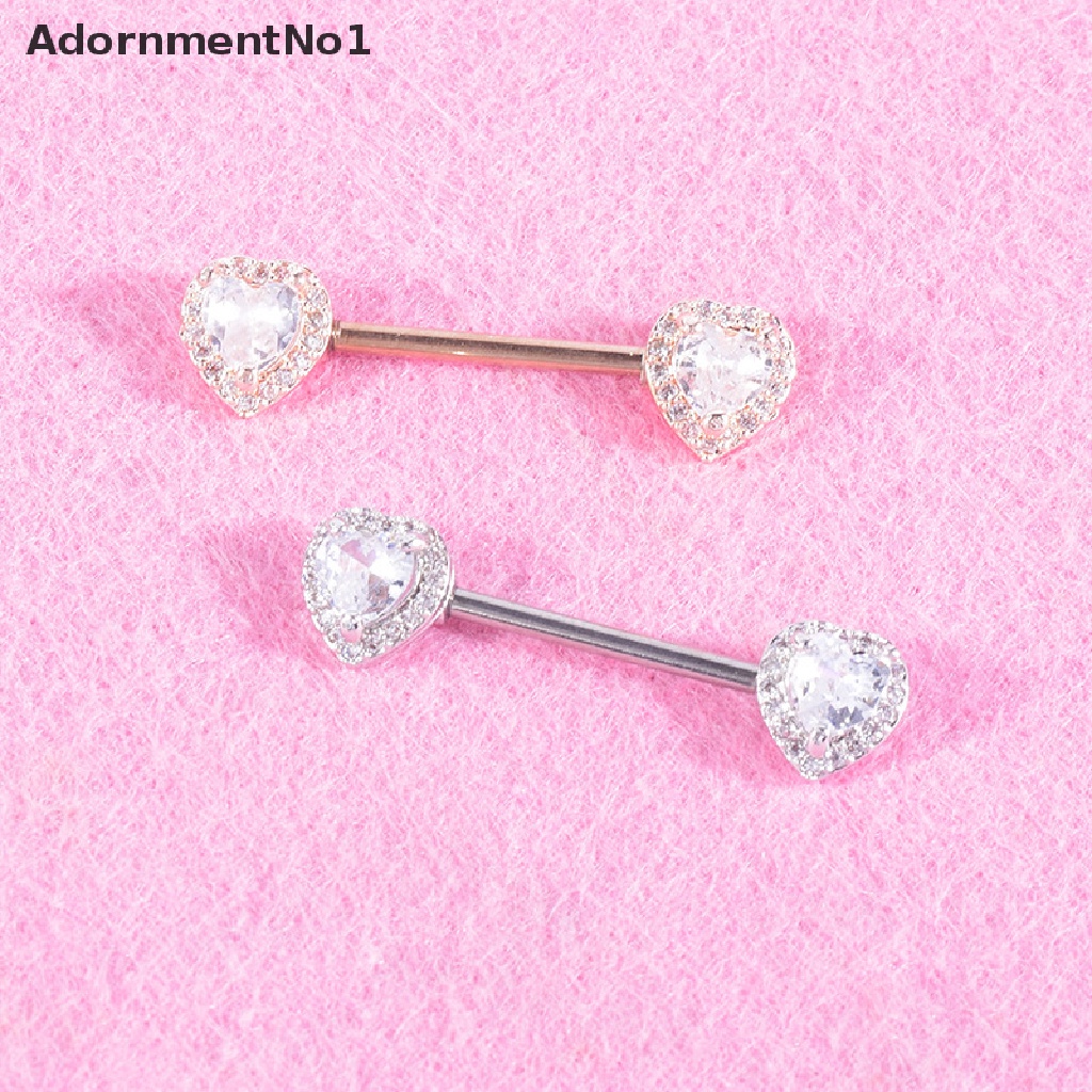 (AdornmentNo1) 1pc Anting Tindik Puting Bentuk Hati Bahan Surgical Steel Untuk Wanita