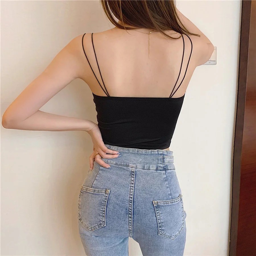 Tanktop Wanita Korea Bra Seamless Tali Spaghetti Strap Push Up Bralette BH Kamisol Dalika