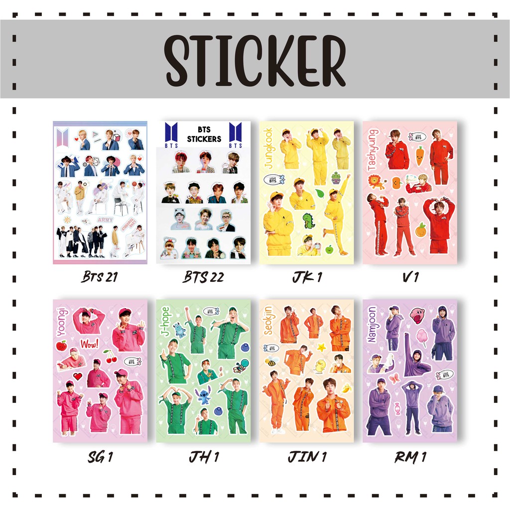 Sticker Kpop Bts Bt21 Blackpink Nct Jungkook V Suga Jin Jimin J Hope Rm Lisa Jennie Rose Jisoo Lucas Shopee Indonesia