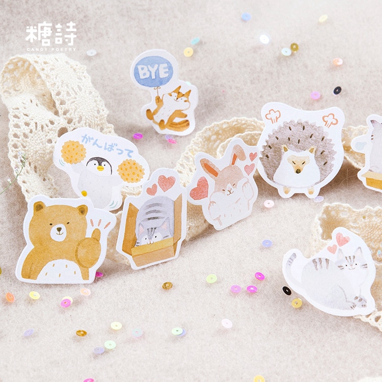 45Pcs Stiker Bentuk Binatang Lucu untuk Scrapbook / Jurnal / Diary-2